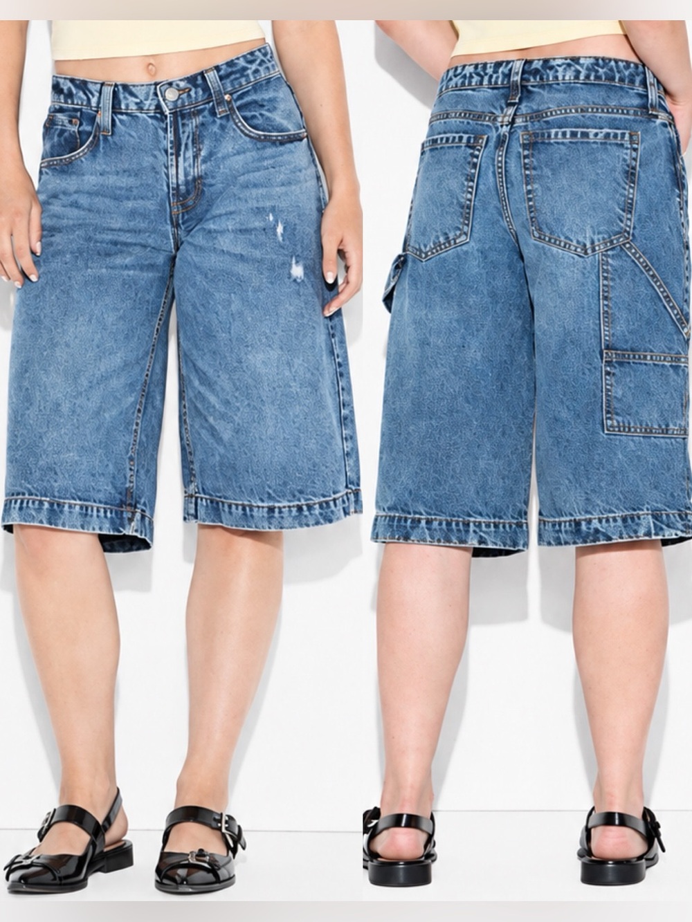 Wild Fable NEW Low Rise Baggy Loose Long Carpenter Jean Shorts Jorts Sz 14